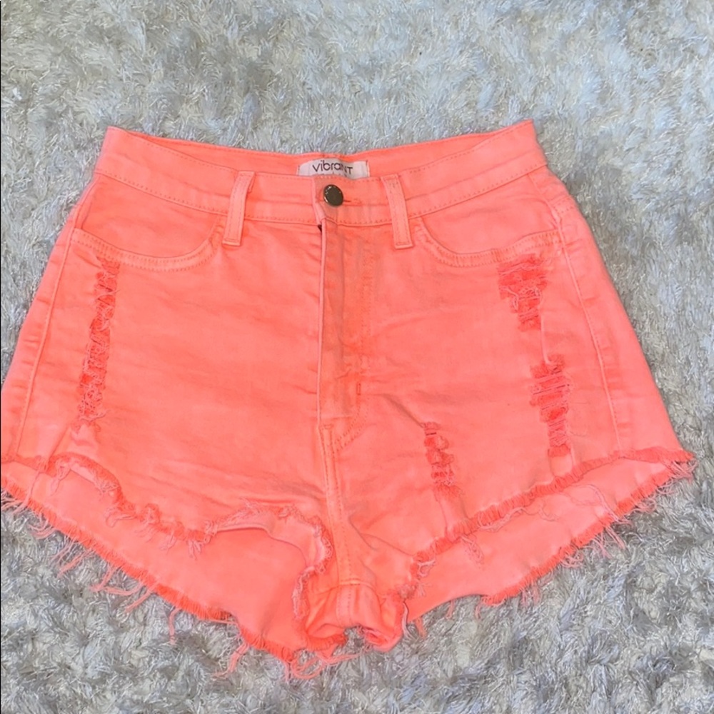 NEON PINK HIGH WAISTED JEAN SHORTS!!!!!!!!!!!!